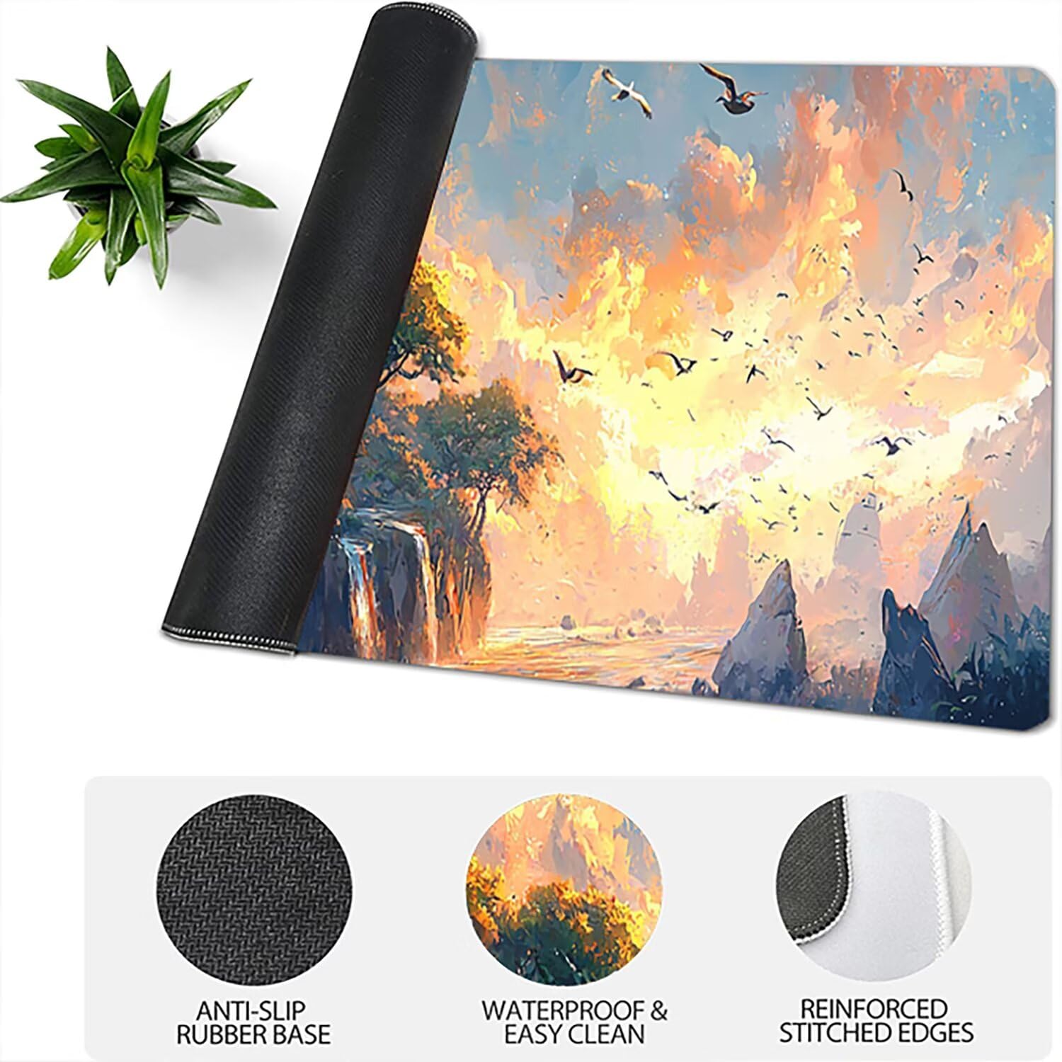 Generico Lejnlnng Tappetino Mouse Gaming XXL -160x80cm - Tramonto Tappetino Scrivania Grande, Mare Impermeabile Tappeto Mouse con Base in Gomma Antiscivolo, Mousepad XXL per Gaming e Ufficio JL-8164
