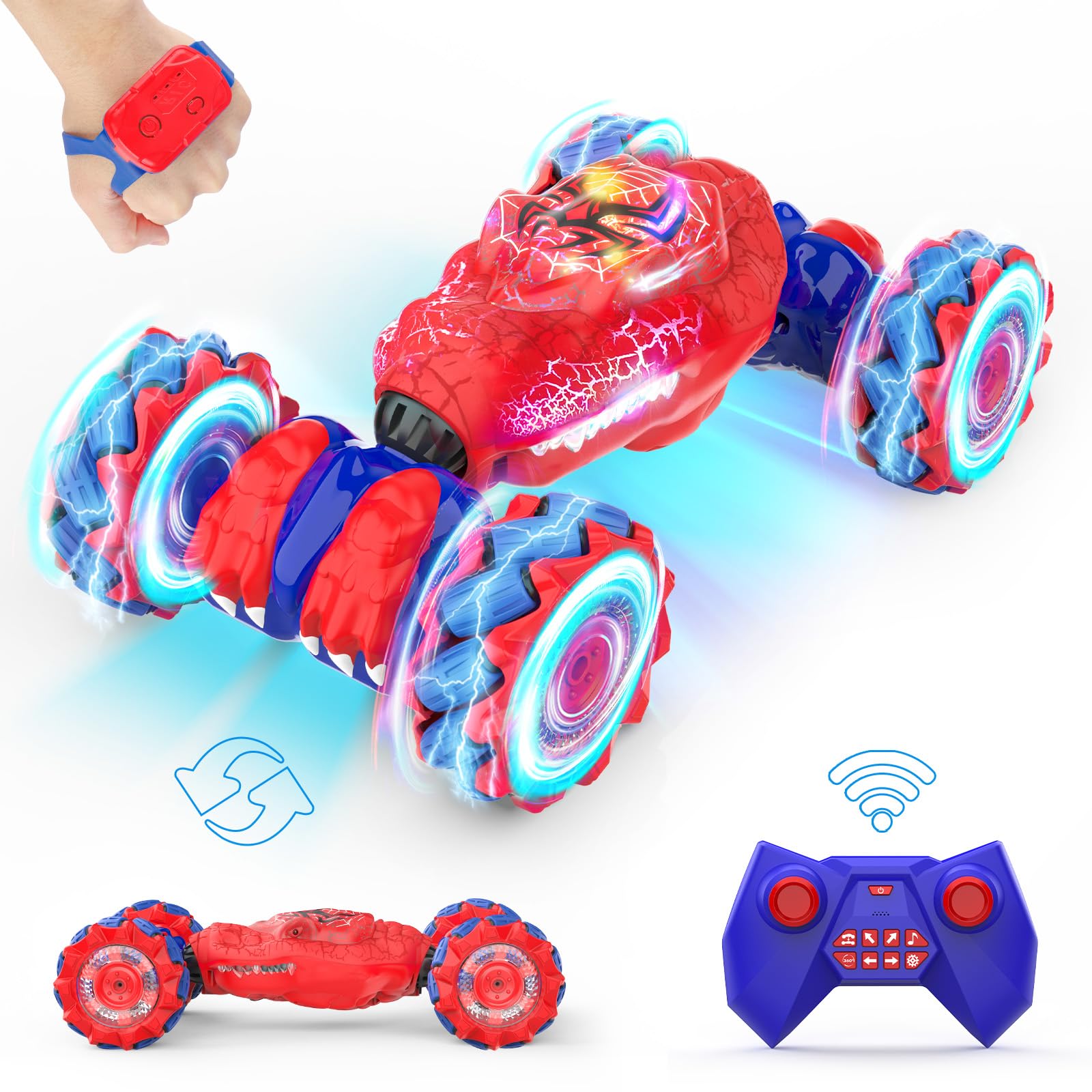 Gesture Sensing RC Stunt Car - Boys Toys Age 6-12 with Light & Music, Hand Controlled Remote Control Car Cool Birthday Gift Ideas for Kids 6 7 8 9 10 11 12 Year Old