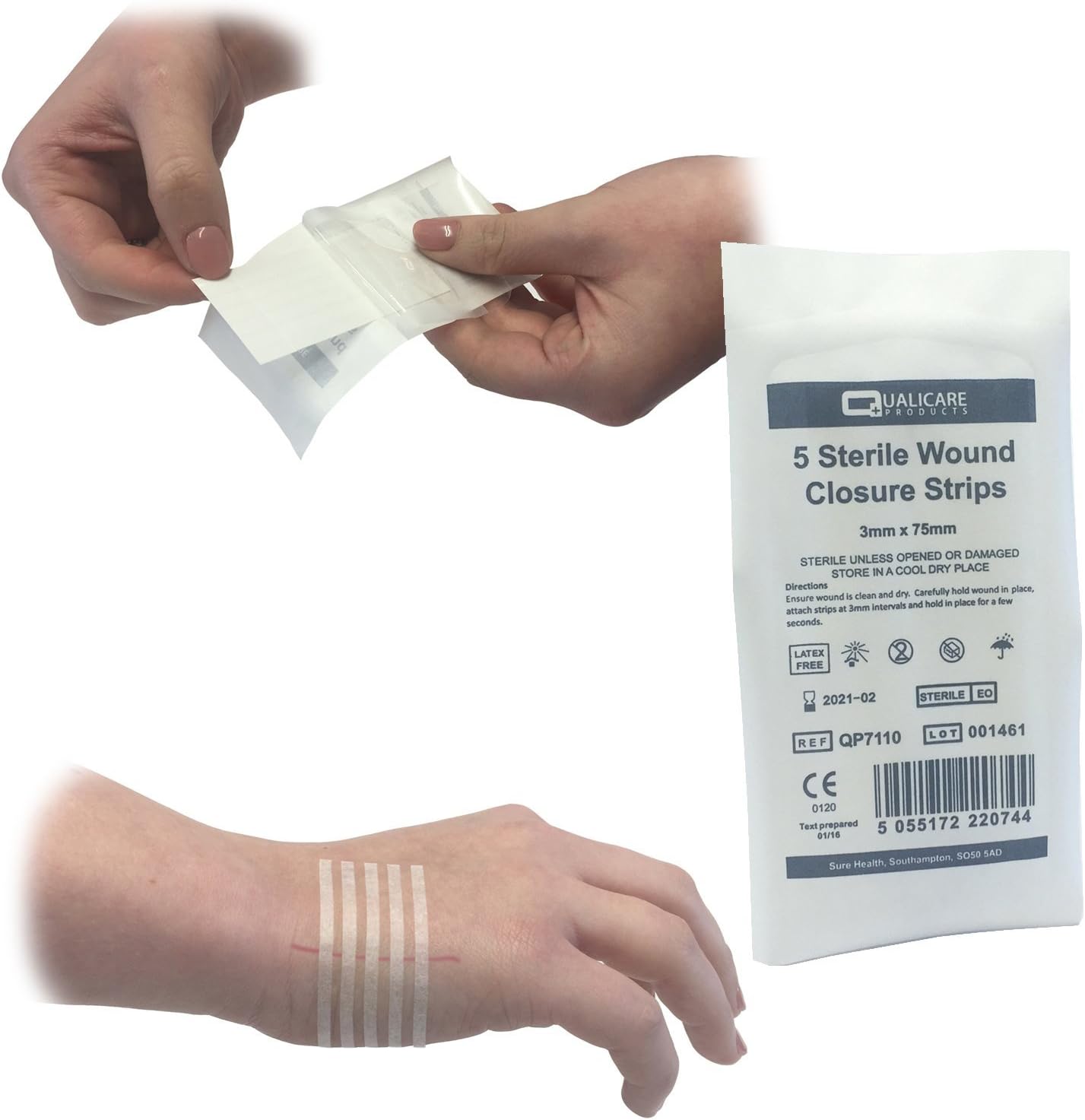 Qualicare Sterile Wound Closure Strips - 3mm x 75mm (Pack of 5)