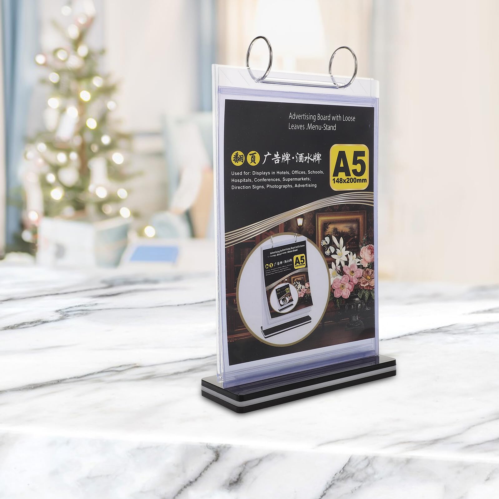 Didiseaon Soporte de Mesa para Menú A5 Transparente Acrílico Doble Cara 2 Piezas Exhibidor de Menú Plegable para Restaurante Oficina Cafetería Vertical para Carteles y Tarjetas