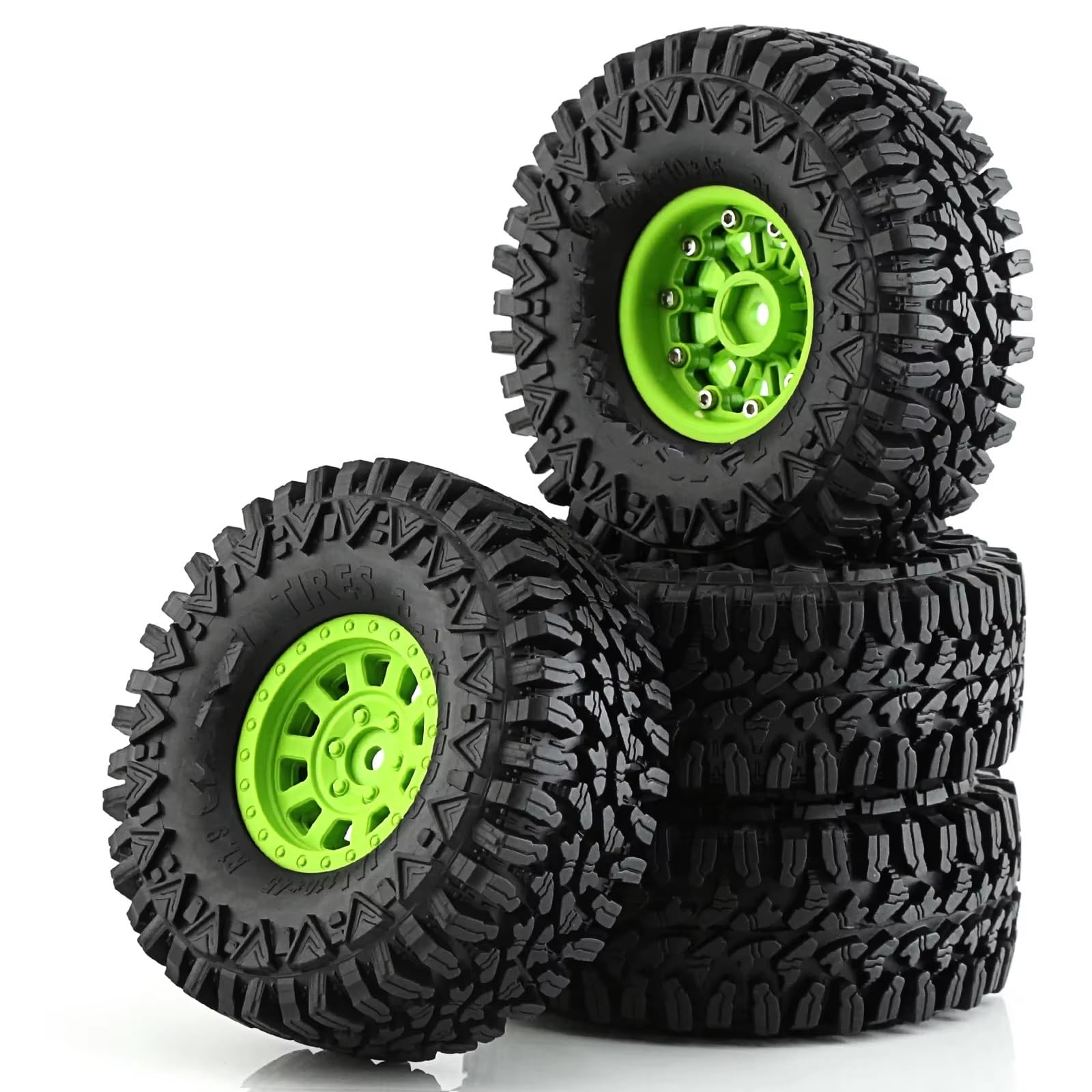 RC Ruote Gomma Compatibile Con Traxxas Per TRX4 D90 Per Axial Per SCX10 II III Per Redcat Per MST 1/10 RC Crawler Car Set Di Cerchi E Pneumatici Beadlock Da 1,9"(Green)