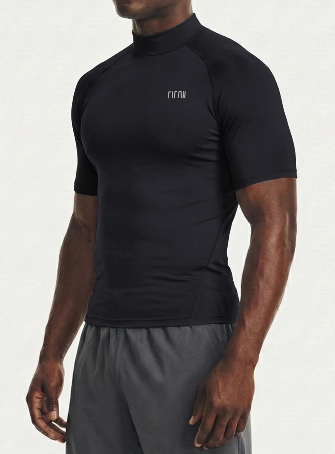 Men's Short Sleeve Compression Shirts Mock Neck Workout T-Shirt Athletic Gym Base Layer