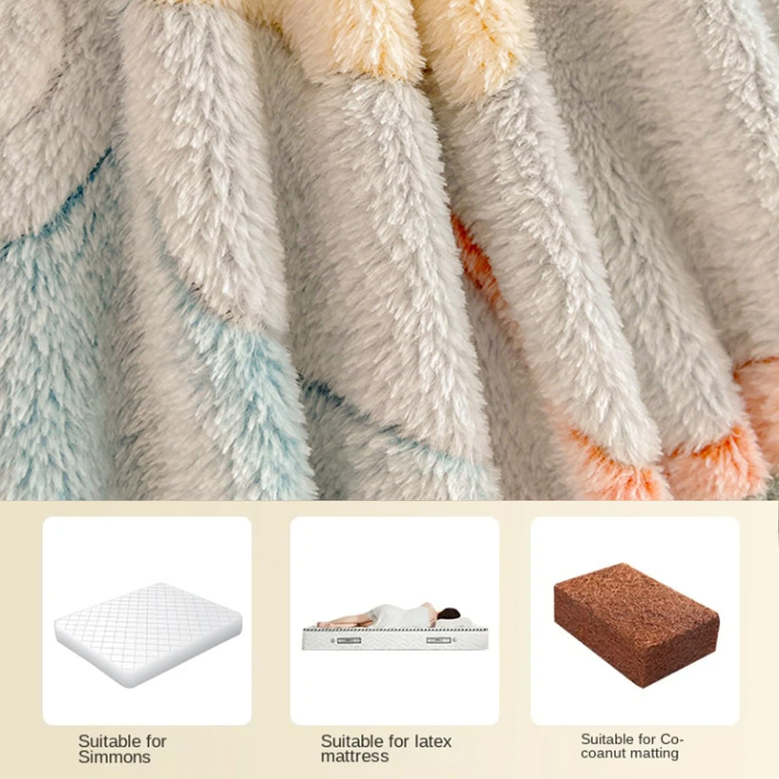 Drap-Housse en Velours Flocon De Neige Queen avec Deux Taies d'oreiller - Drap-Housse éPais Ultra Doux en Peluche à Poils Longs,Drap-Housse Confortable en Flanelle Duveteuse(B,150x200cm)
