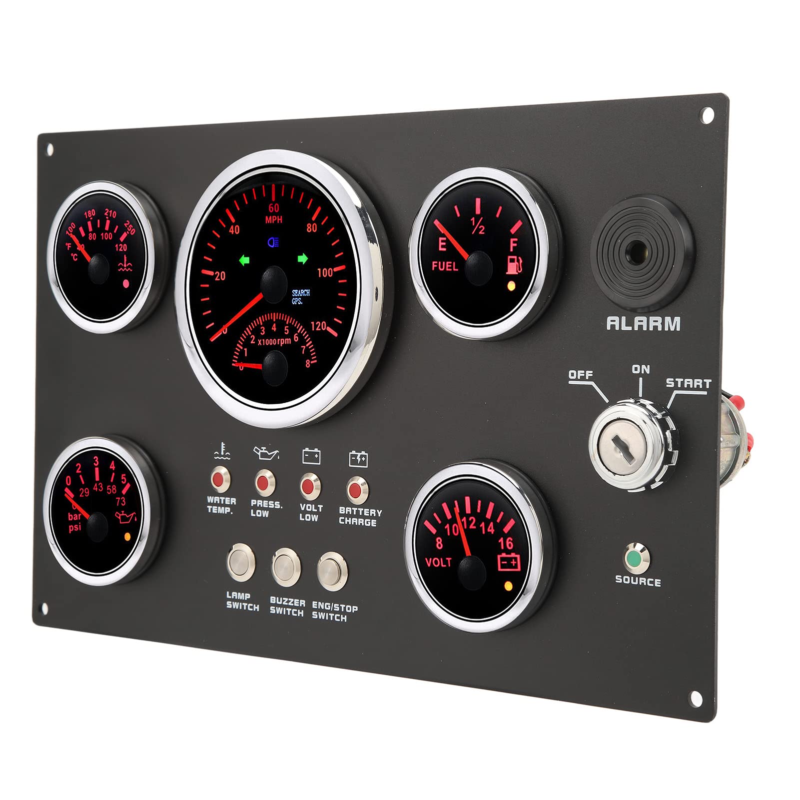 Juego de 5 indicadores, panel de instrumentos, juego de indicadores con nivel de aceite, temperatura del agua, presión de aceite, pantalla de voltaje, medidor digital