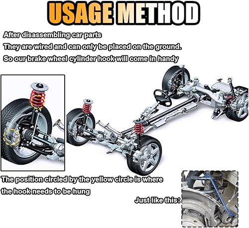 Miniatura 19 de Ganchos de pinza de freno de automóvil, ganchos para pinzas de freno automáticas con puntas de goma, herramientas automotrices universales duraderas