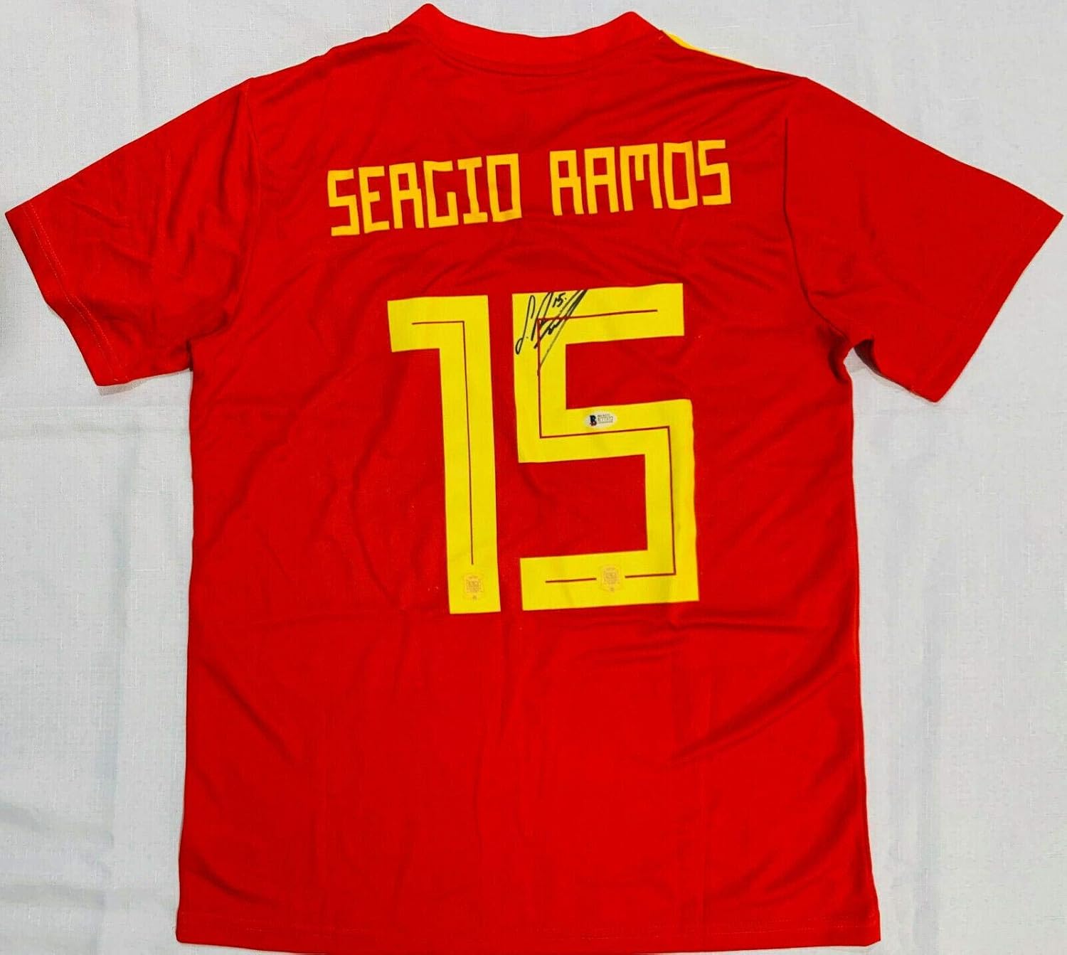 Autographed Sergio Ramos Jersey Spain World Cup Beckett BAS Beckett