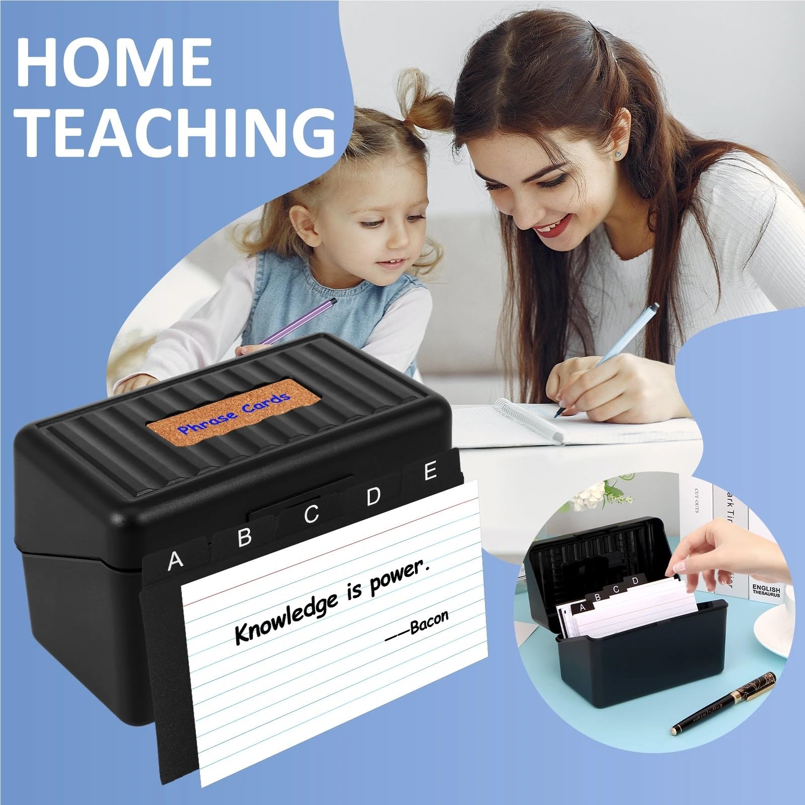 Juego de soporte para notas adhesivas, organizador de tarjetas de índice de 3 x 5 pulgadas, caja de plástico con 30 divisores, 200 notas adhesivas para oficina en casa