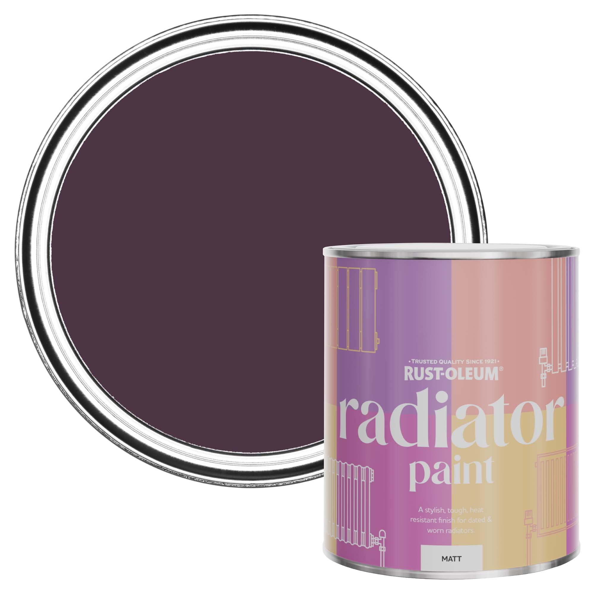 Rust-OleumDark Purple Heat Resistant Radiator Paint in Matt Finish - Grape Soda 750ml (SHDRCT1145)