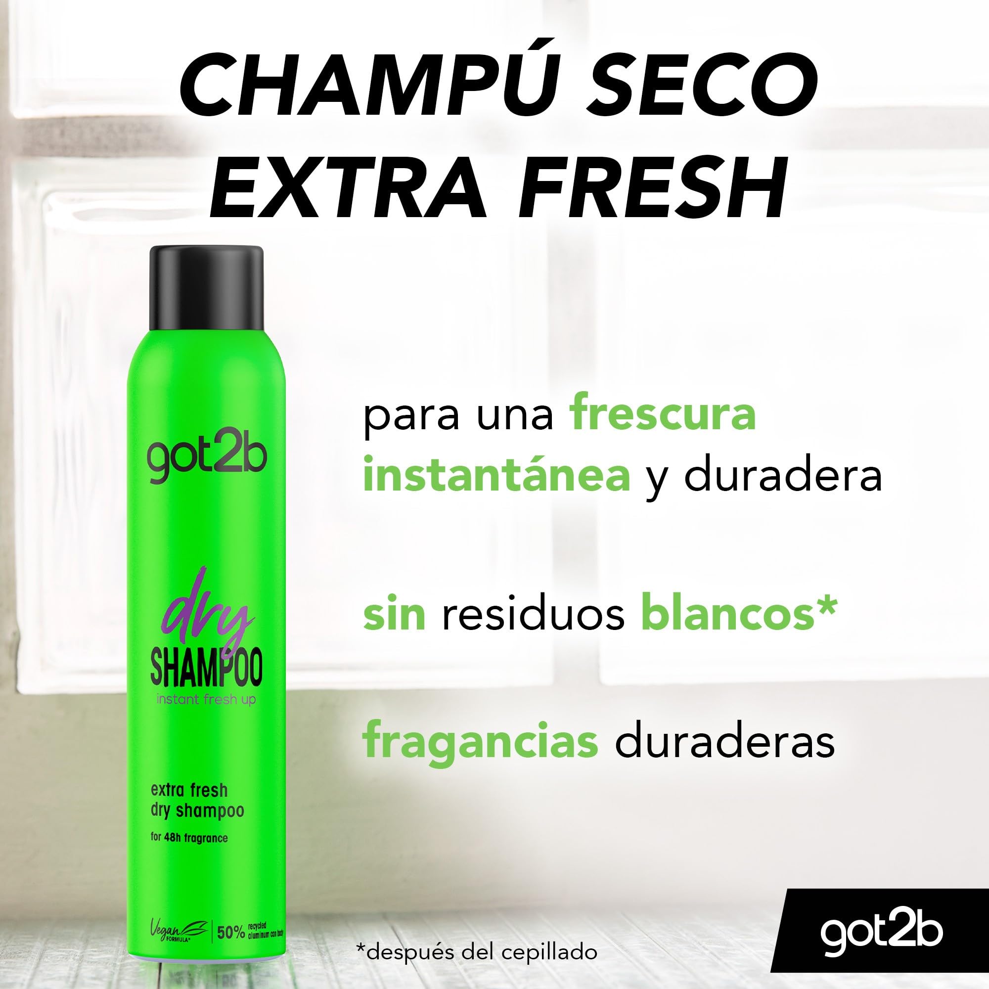 Got2b - Shampoo Secco Freschezza Extra - 3 pezzi da 200 ml (600 ml) - Rinfresca i capelli istantaneamente - Un giorno di freschezza extra per i tuoi capelli