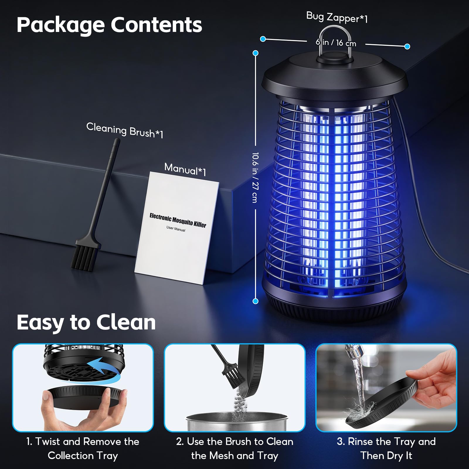 Zapper Elettrico Per Insetti, 4200V Ad Alta Tensione All'aperto Killer Di Zanzare, 20W Lampada A Led Killer Di Zanzare, Giardino Di Casa Cortile Campeggio Interno