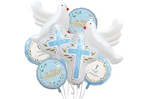 First Communion Decorations Balloons, Baptism Party Foil Balloons for Boy Toddler First Communion