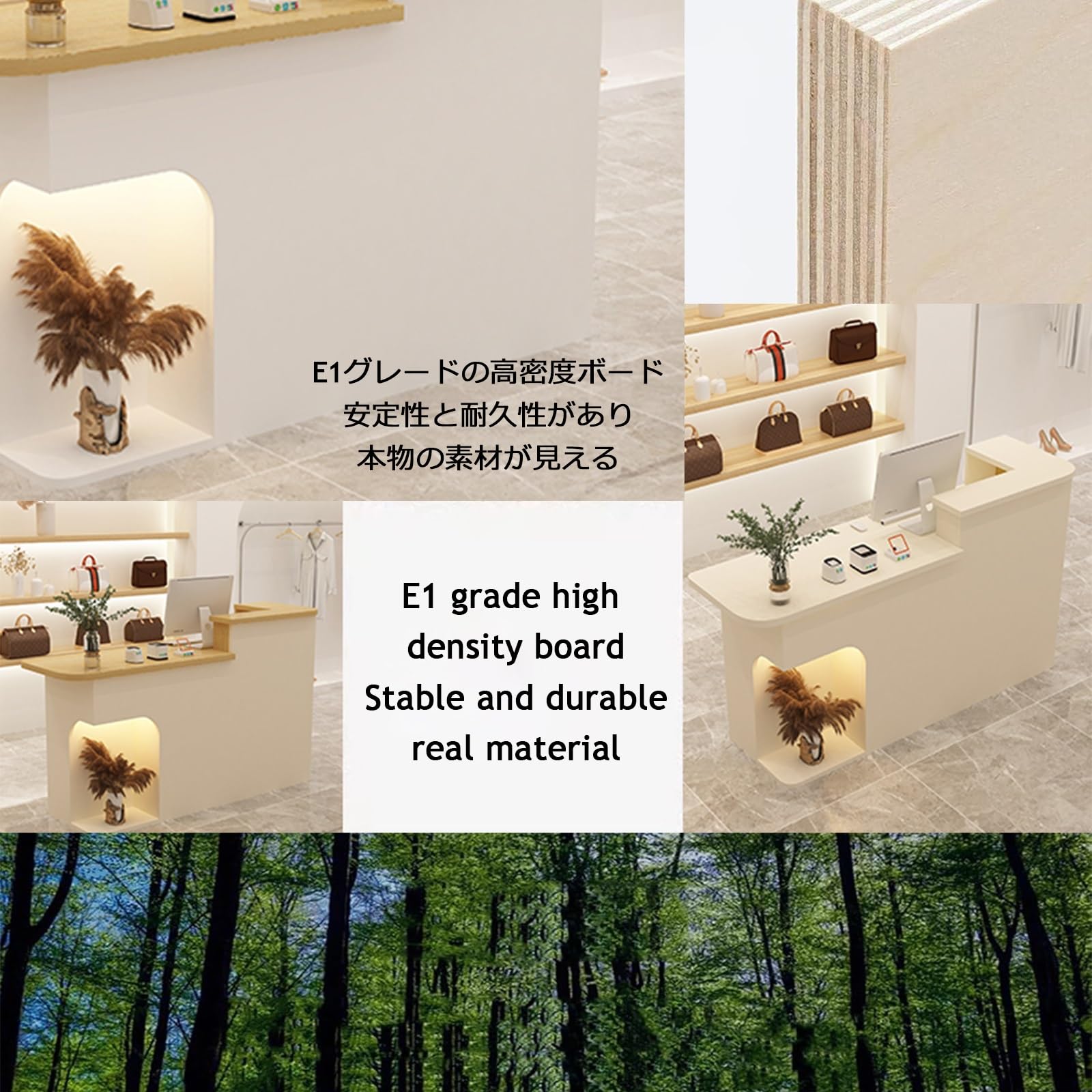 Schreibtisch für Büro und Einzelhandel, geräumige Kasse, für Salon und Bekleidungsgeschäft, links, 80 x 50 x 104,9 cm, modernes Design, langlebig und stilvoll, Weiß