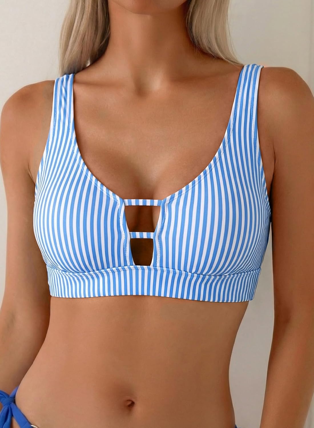 Herseas Push Up Bikini Top Women Textured Sexy Swim Suit Tops Scoop Neck Swimsuit Top Fashion Bathing Suit Tops