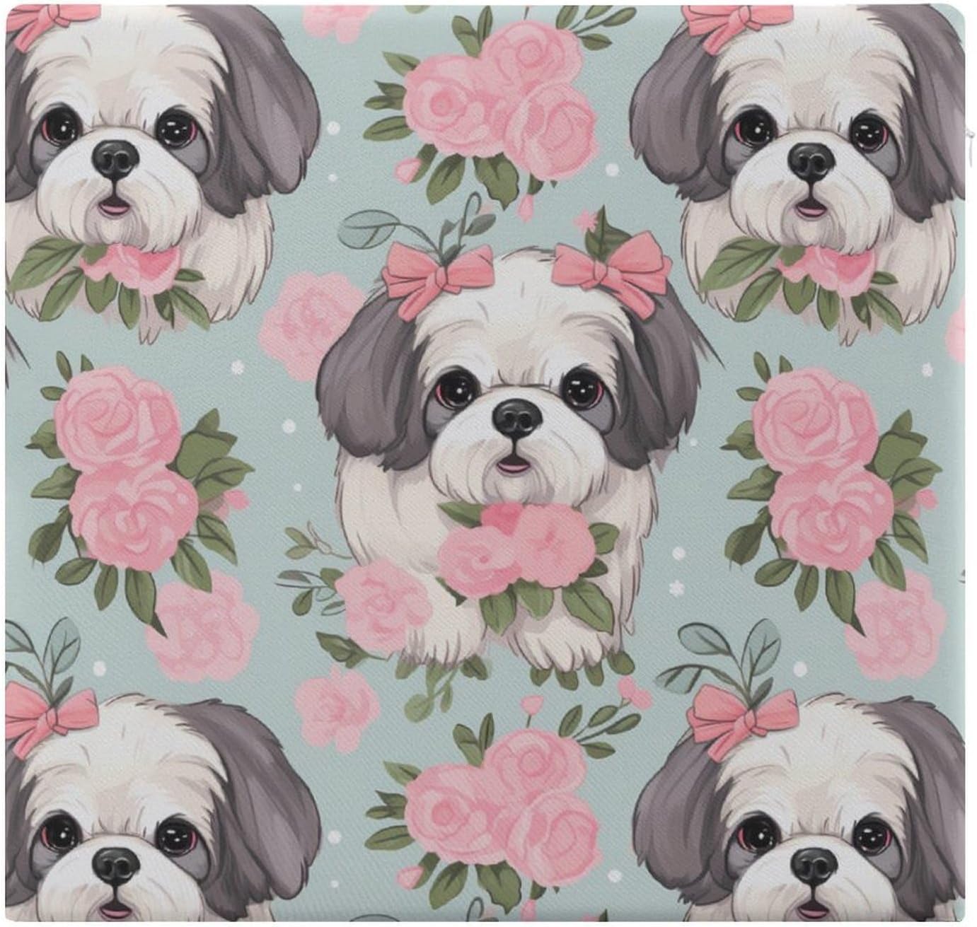 Shih Tzu Dog Floor Pillow Meditation Yoga Cushion Square Chair Cushion Pillows Seating for Adults