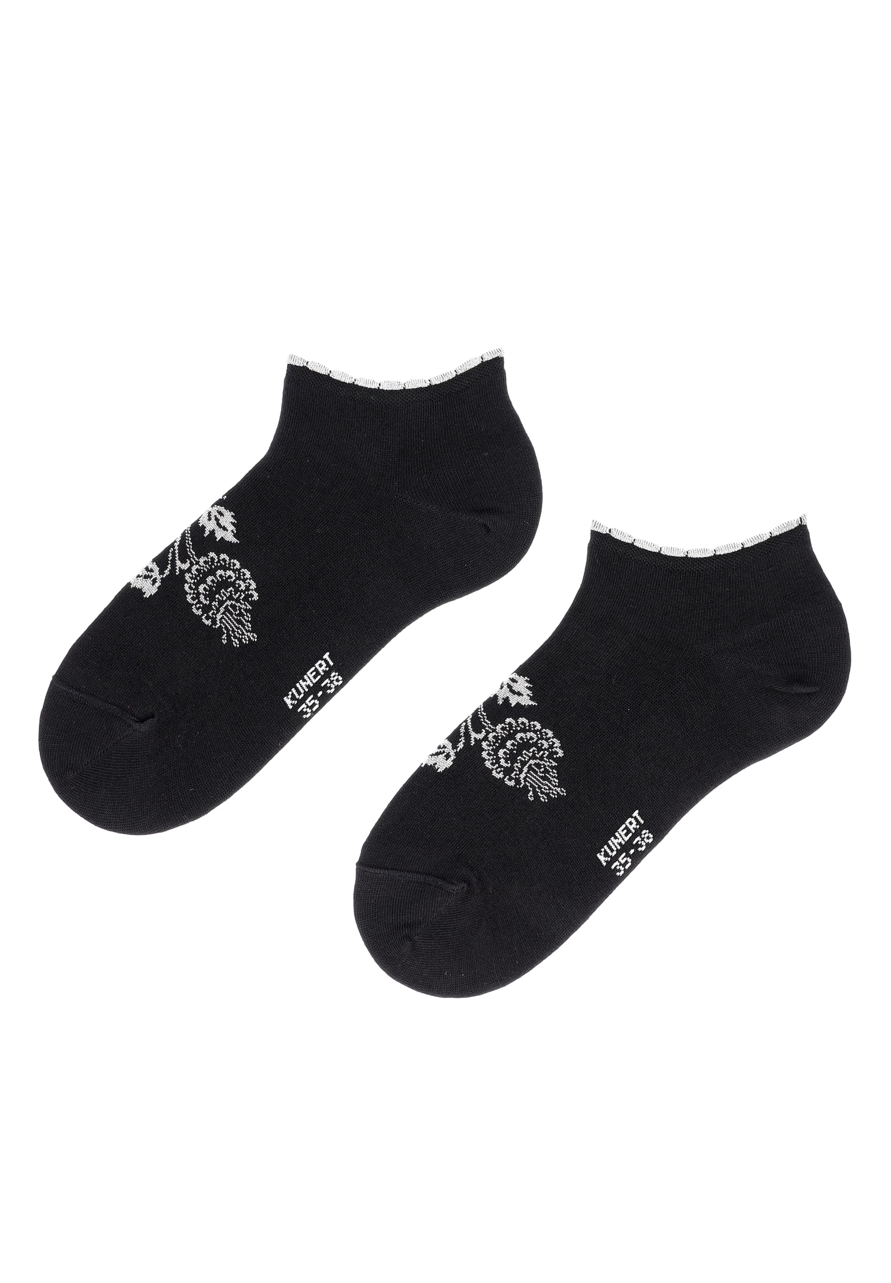 KUNERT Women's Romantic Ornament Fashion Sneaker Socks, Black 0070, 35-38