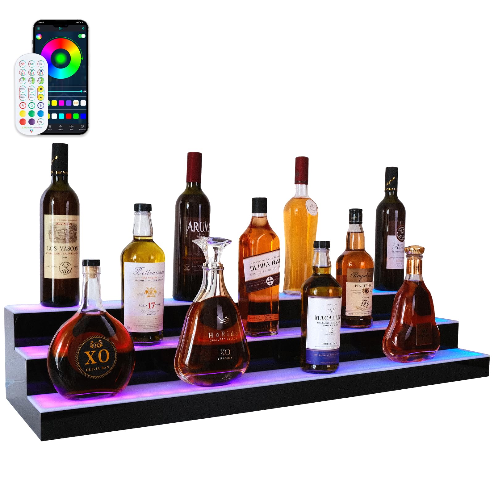 LED Liquor Bottle Shelf - Illuminated Whiskey Rack -8 LED Liquor Bottle Shelf - Illuminated Whiskey Rack -8