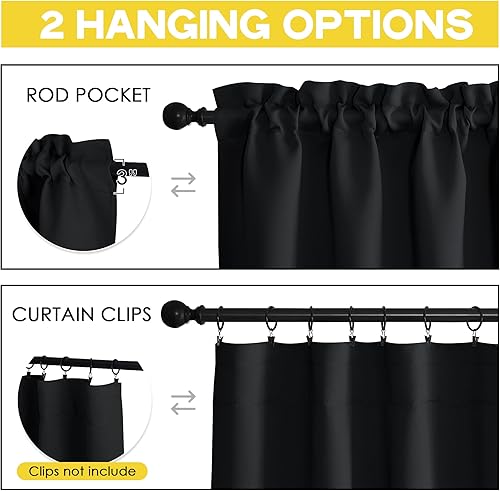 Miniatura 8 de NICETOWN 2 paneles de 46 x 63 pulgadas de largo, cortinas opacas con ojales y 4 paneles de 42 x 16 pulgadas de largo, cenefas opacas para decoración