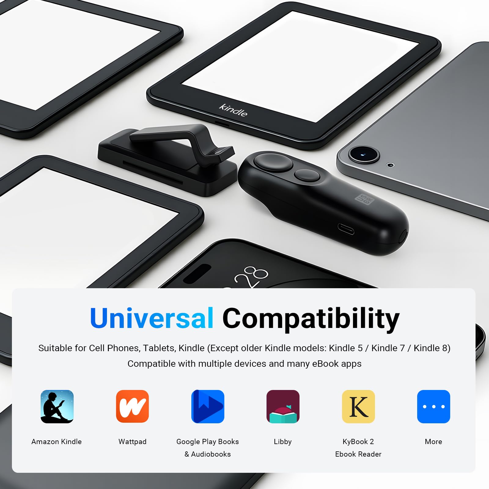 USOR Supporto per tablet a collo d'oca con telecomando per Kindle, supporto regolabile per leggere Kindle a letto, regali per gli appassionati di lettura