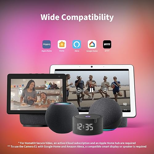 Miniatura 3 de Aqara Cámara de seguridad interior 2K E1, panorámica e inclinación, cámara de video segura HomeKit, audio bidireccional, visión nocturna,