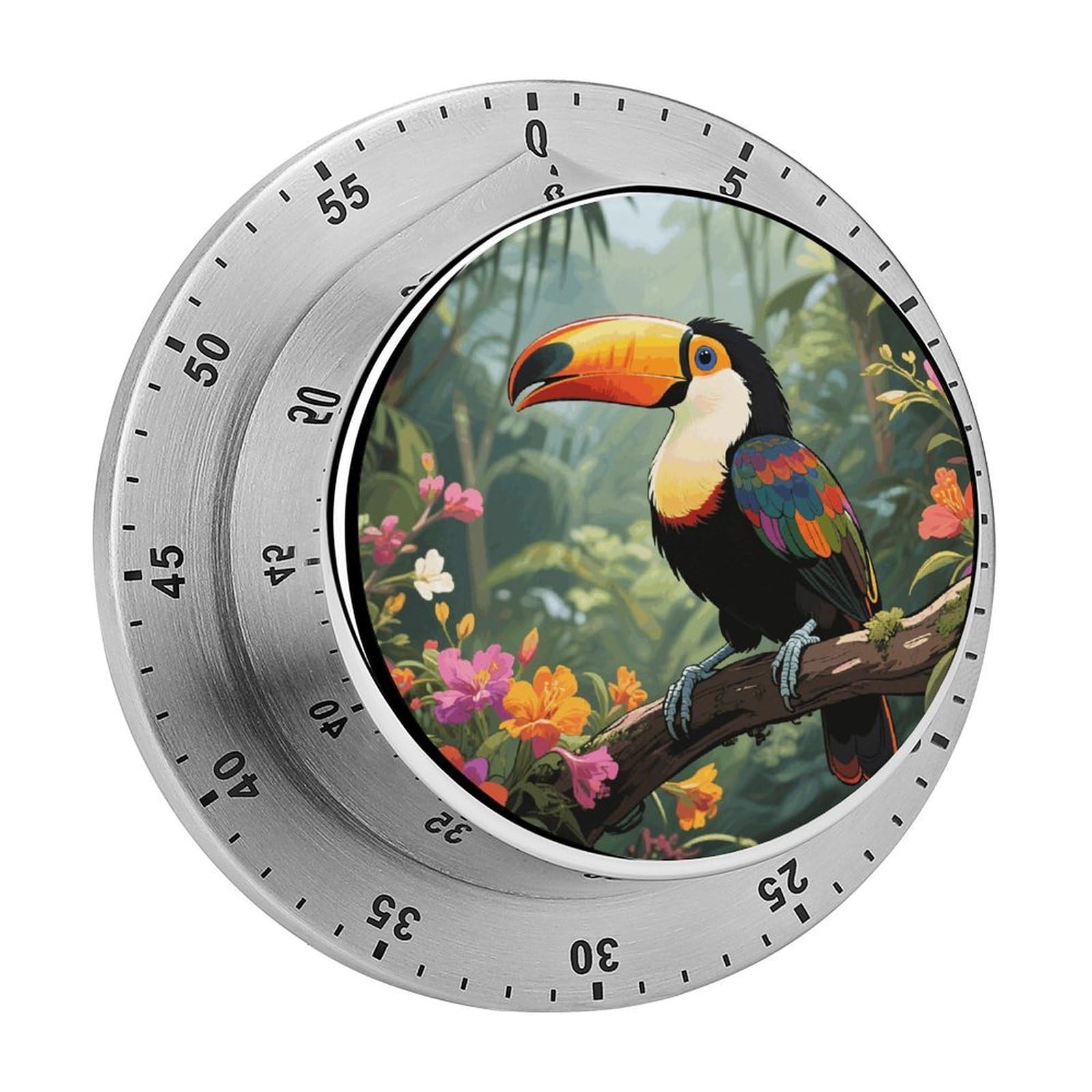 Toucan in The Rain Kitchen Timer for Cooking Chef Cooking Magnetic Timer Loud Alarm Mechanical Desk Stainless Countdown Reminder