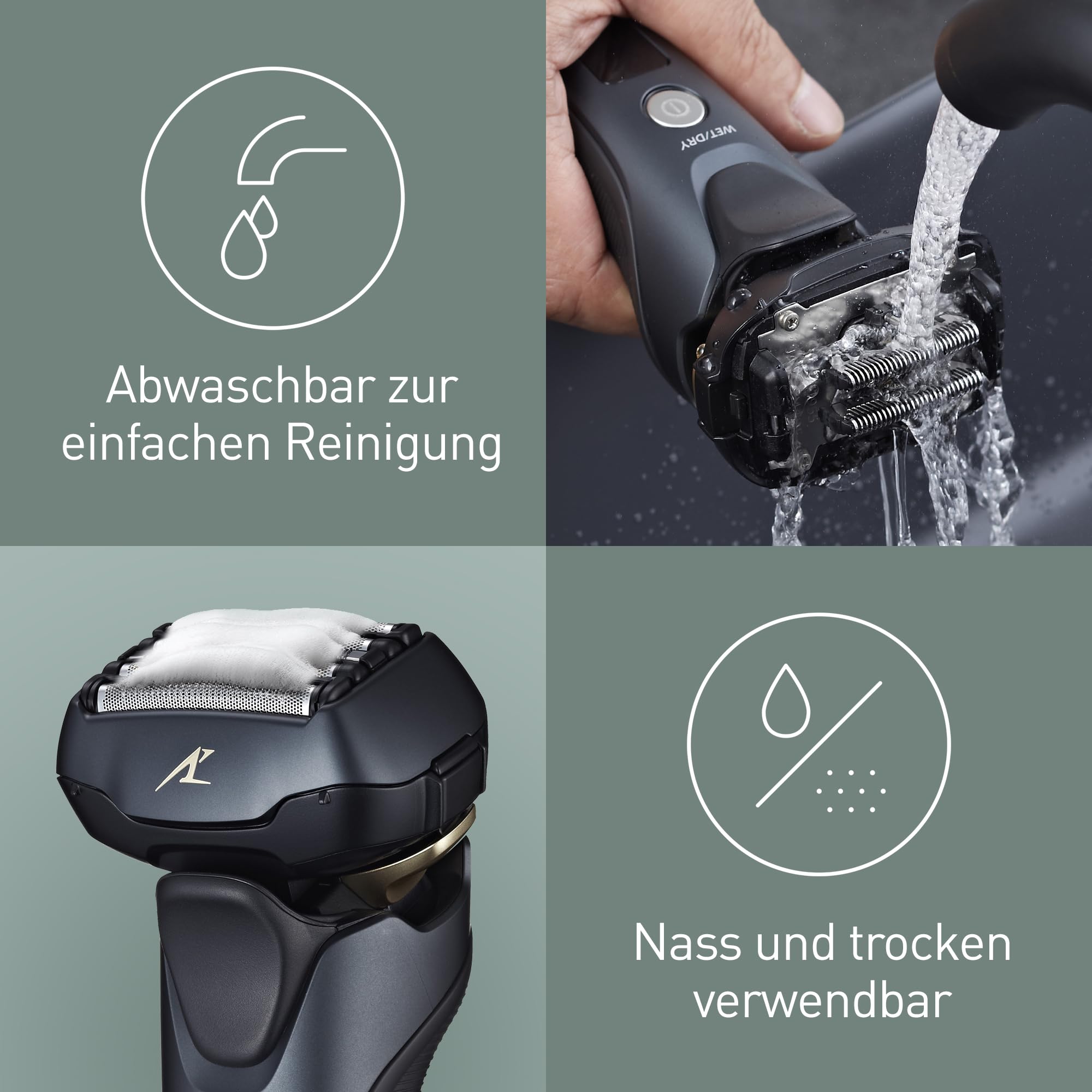 Panasonic Series 800 ES-LV97 Nass/Trocken-Rasierer, 5-fach-Scherkopf mit Linearmotor, inklusiv Reinigungs- und Ladestation, schwarz