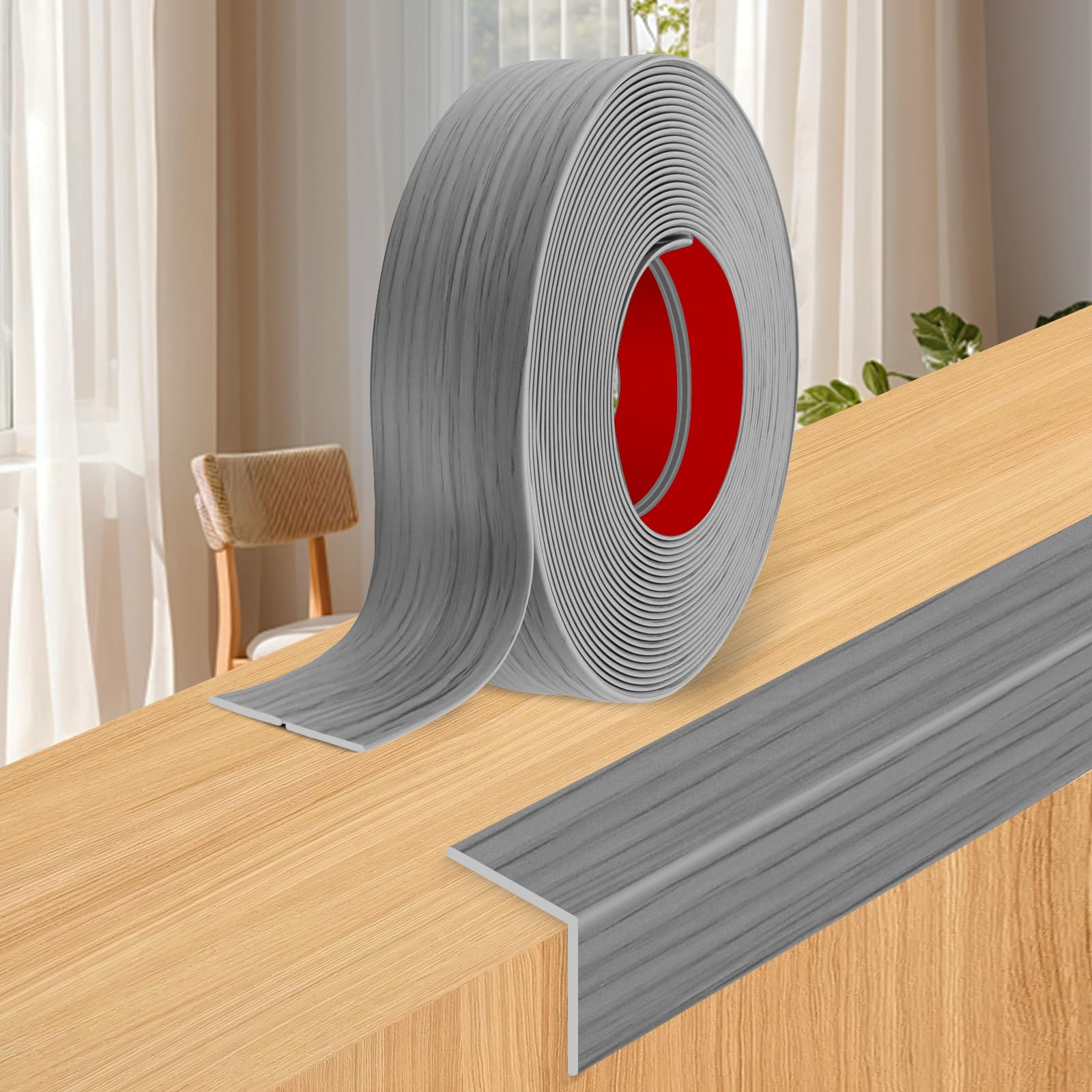 Corner Trim Flexible Moulding Trim Self Adhesive Wall Edging Strip Corner Protectors Wall Moulding for Tile Edging Ceiling (Light Grey Wood, 6cm×12m)
