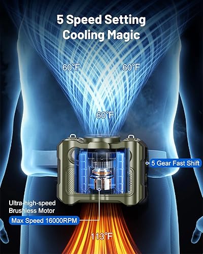 Miniatura 5 de BLAVOR Cargador solar banco de energía 10,000mAh rojo más ventilador de cintura portátil con altavoz Bluetooth y linterna verde