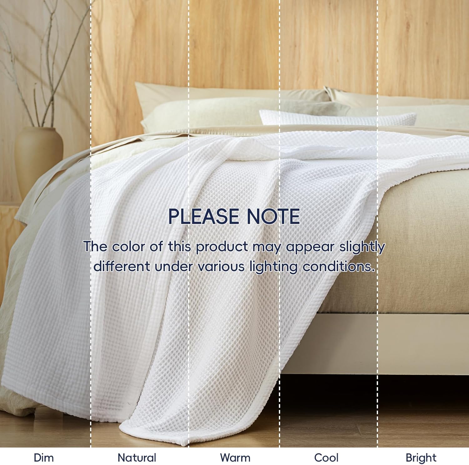 PHF 100% Cotton Waffle & Muslin Throw Blanket Large, Soft Breathable Luxury 400GSM Versatile Reversible Bedding for Couch, Great for Layering in Cold Weather, Home Decor Gift, 50" x 70", White