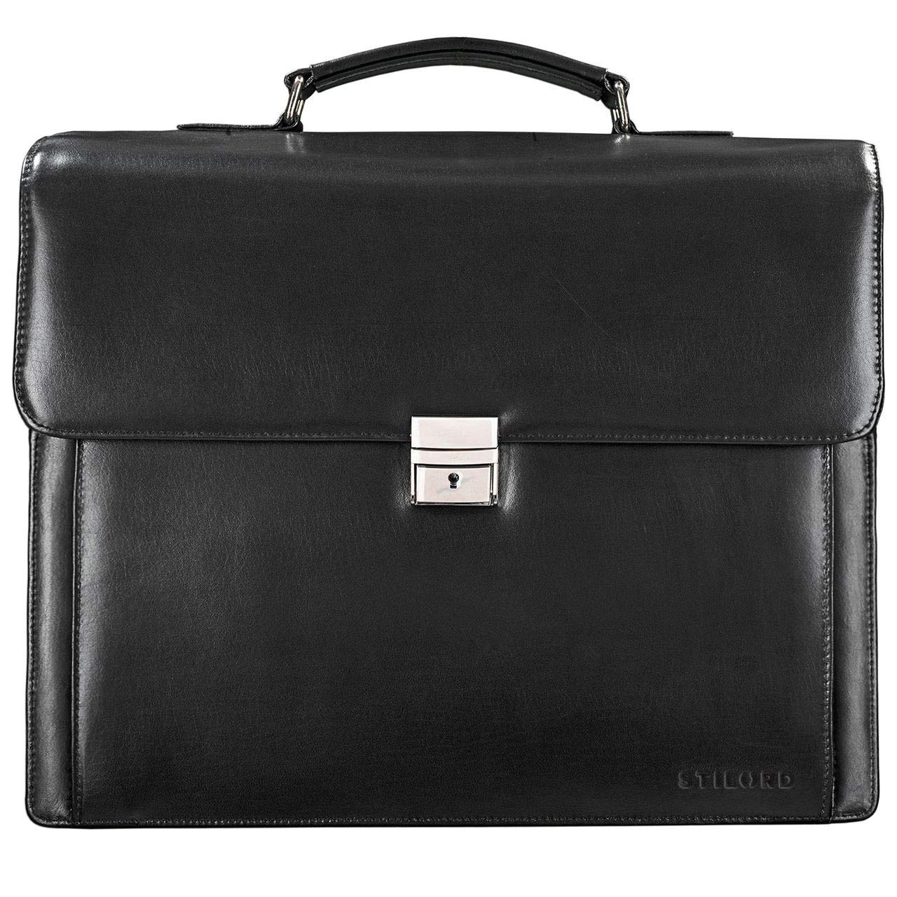 STILORD Johann Maletín Piel Hombre y Mujer Bolso Mensajero Bolsa Bandolera Bolso Trabajo Negocios Profesor para portátil de 15,6" con candado Cuero Genuino Color:Sepia-marrón