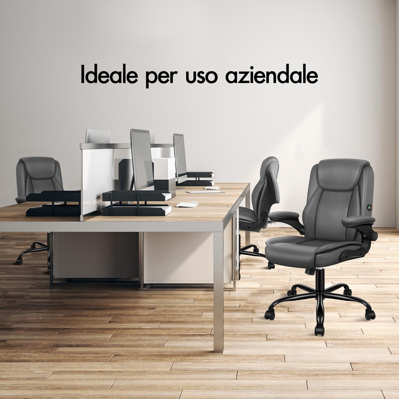 ALFORDSON Sedia da Ufficio Ergonomica con Massaggio, Supporto Lombare, Sedia Scrivania Poltrona Girevole ad Altezza Regolabile per Ufficio e Studio Sala Riunioni,Portante di 150 kg, Similpelle(Grigia)
