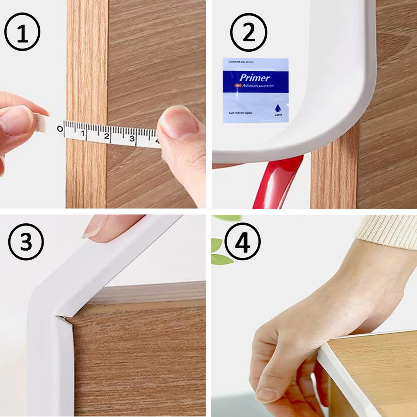 GELUNBIY U Shape Flexible Self Adhesive Furniture Edging Tape Soft PTE Edge Tape Peel and Stick
