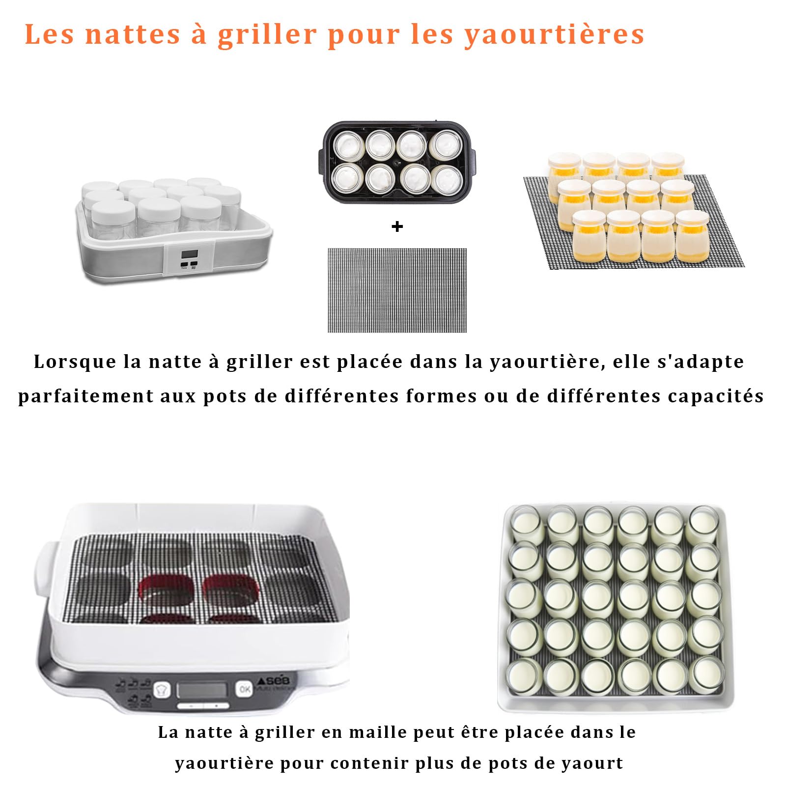 Grille Barbecue découpable 42x36 cm Tapis de Cuisson Réutilisables Anti-adhésif pour Gril électrique Gaz Charbon