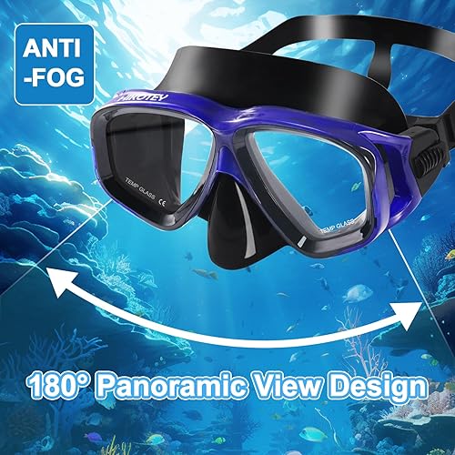 Miniatura 3 de Juego de esnórquel para adultos, juego de máscara de esnórquel de secado completo para adultos, protección antivaho, unisex, vista panorámica HD