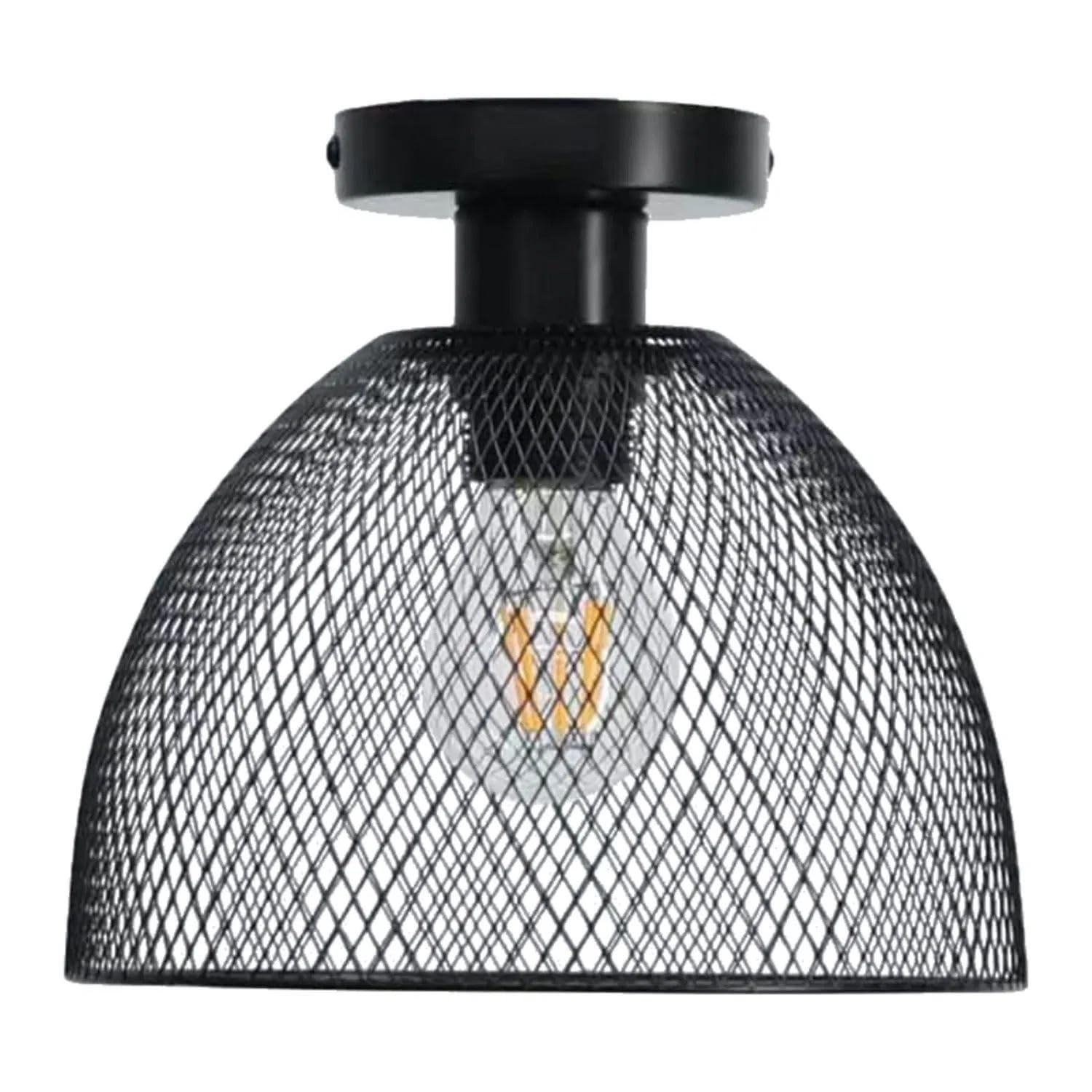 First Choice Lighting Cassidy Black Mesh Ceiling Flush Light - 22cm Diameter - E27 ES