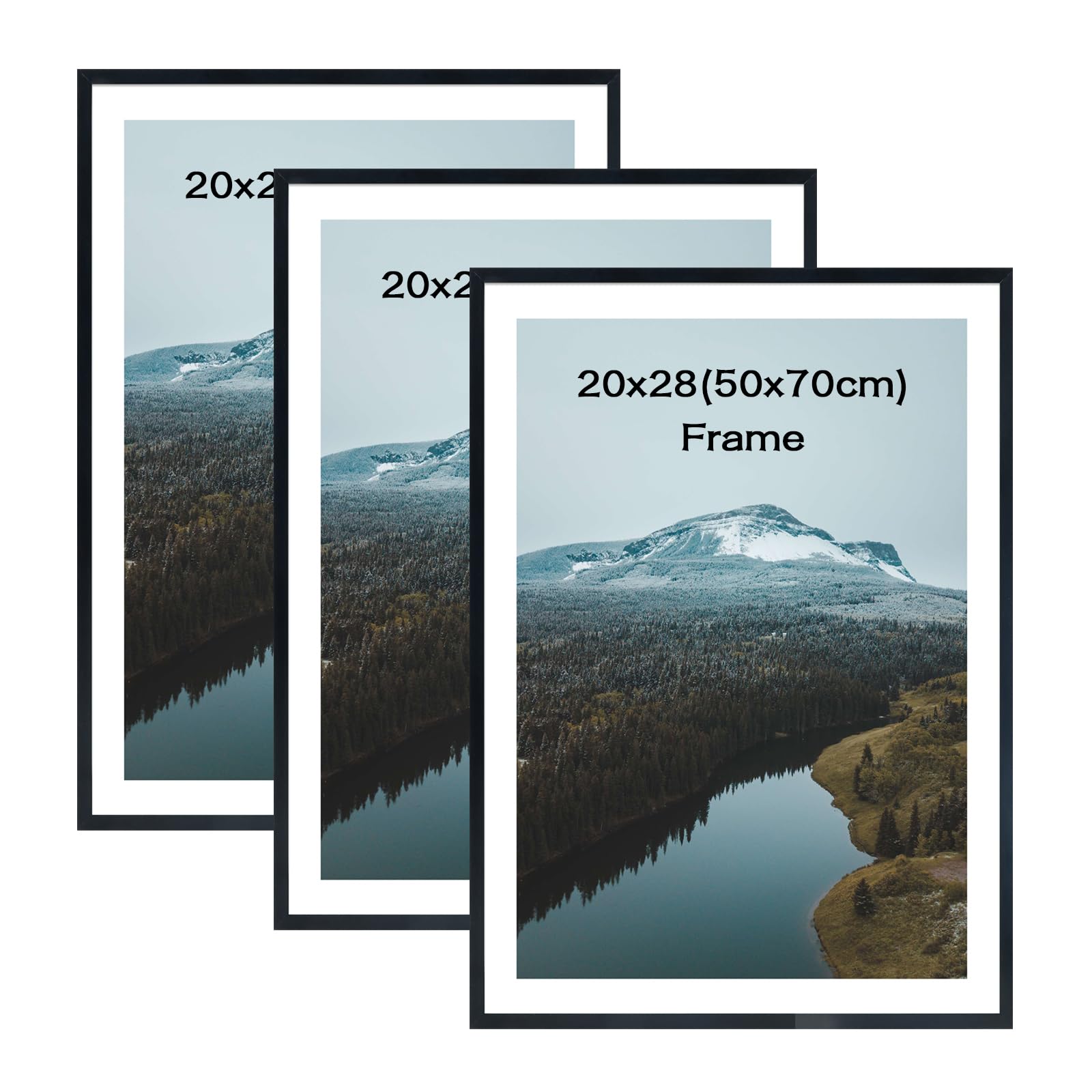 MMOWW Picture Frame 20x28/50x70cm Set of 3 Freestanding and Wall Mountable