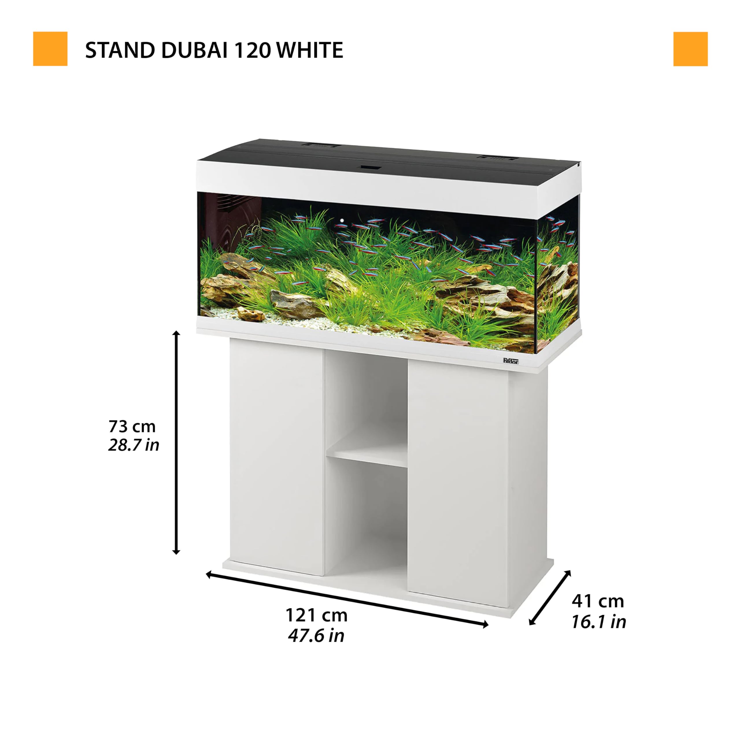 Ferplast Meuble pour aquarium STAND DUBAI 120 avec portes et étagère, pieds réglables, étage résistant à l'eau, 121 x 41 x h 73 cm, bois blanc