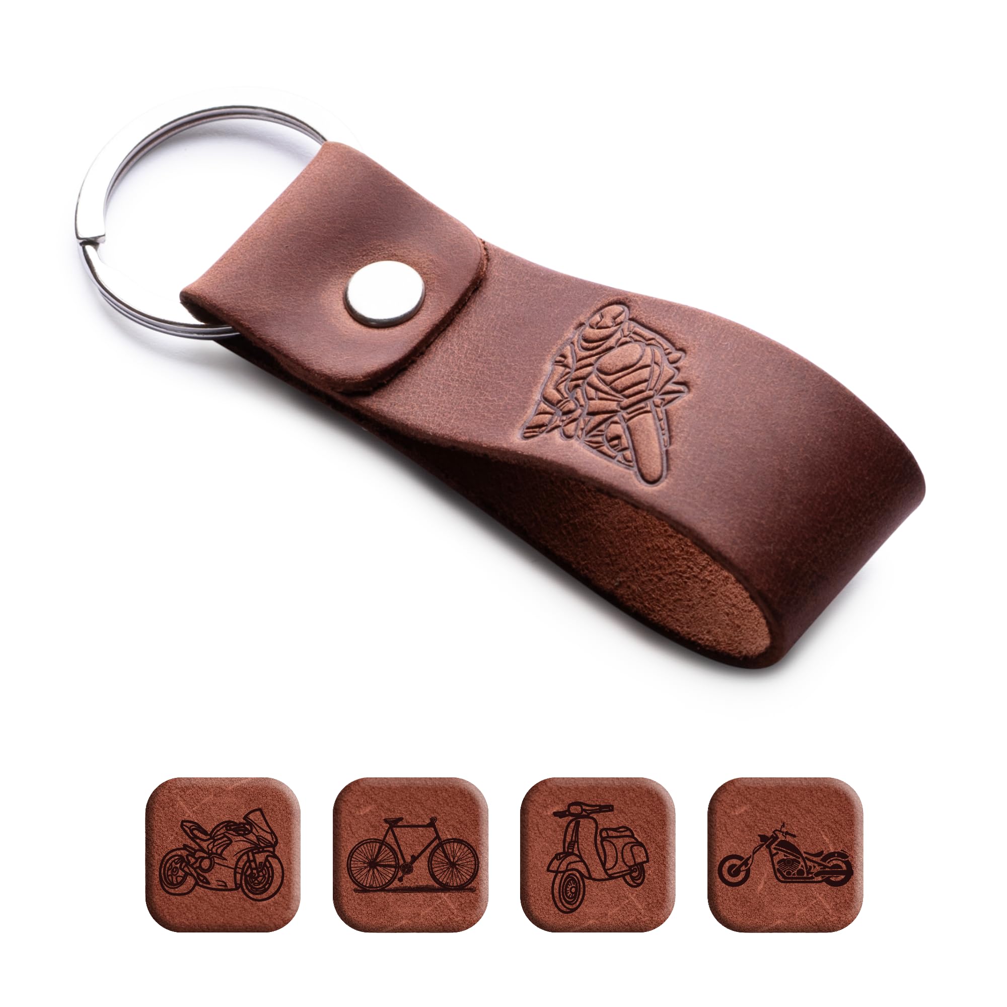 Magor Unisex Motorbiker Leather Keychain Favorite For Men, Keyring Gift For Women & Men, Birthday & Anniversary, Full Cow Leather (Motorbiker)
