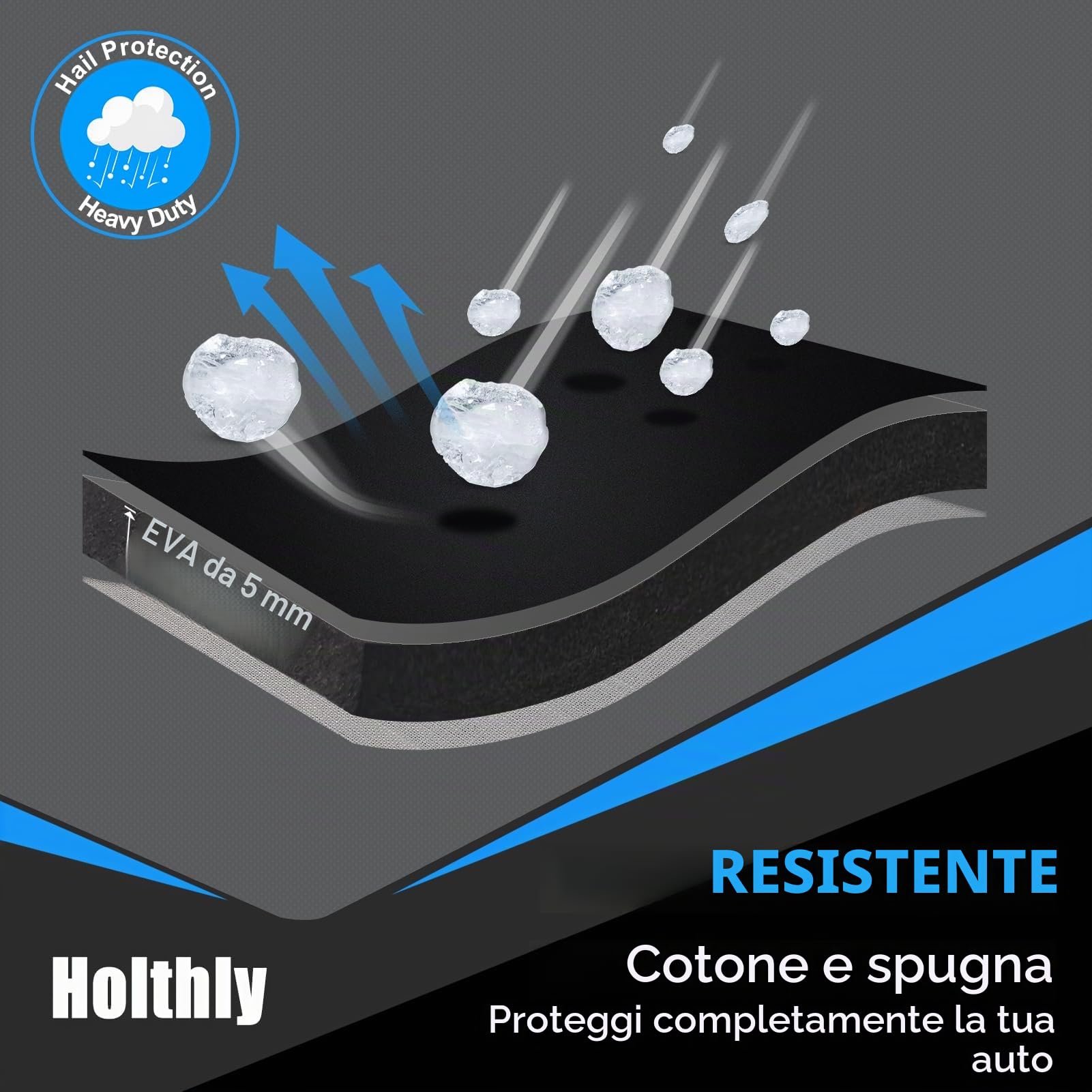 Telo Copriauto Antigrandine, Holthly Copertura Impermeabile Anti UV Vento Antipolvere, Copri Protezione Grandine Adatto per Coupé/Berlina Fino 420 a 450 cm 3M