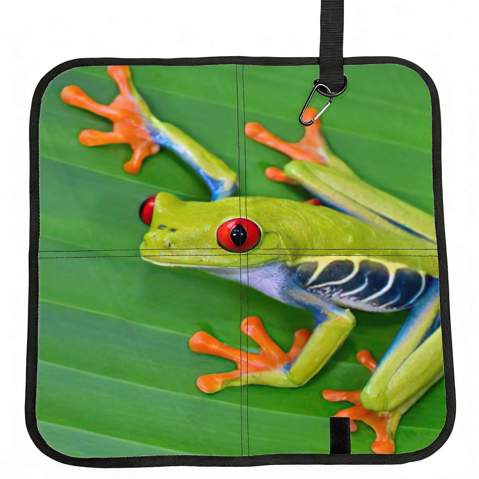 bghdfa Nimal Frog Green Leaf Leaves Print Outdoor Sitting Mat Waterproof Oxford Cloth Seat Cushion Folding Foam Camping Seat For Picnic