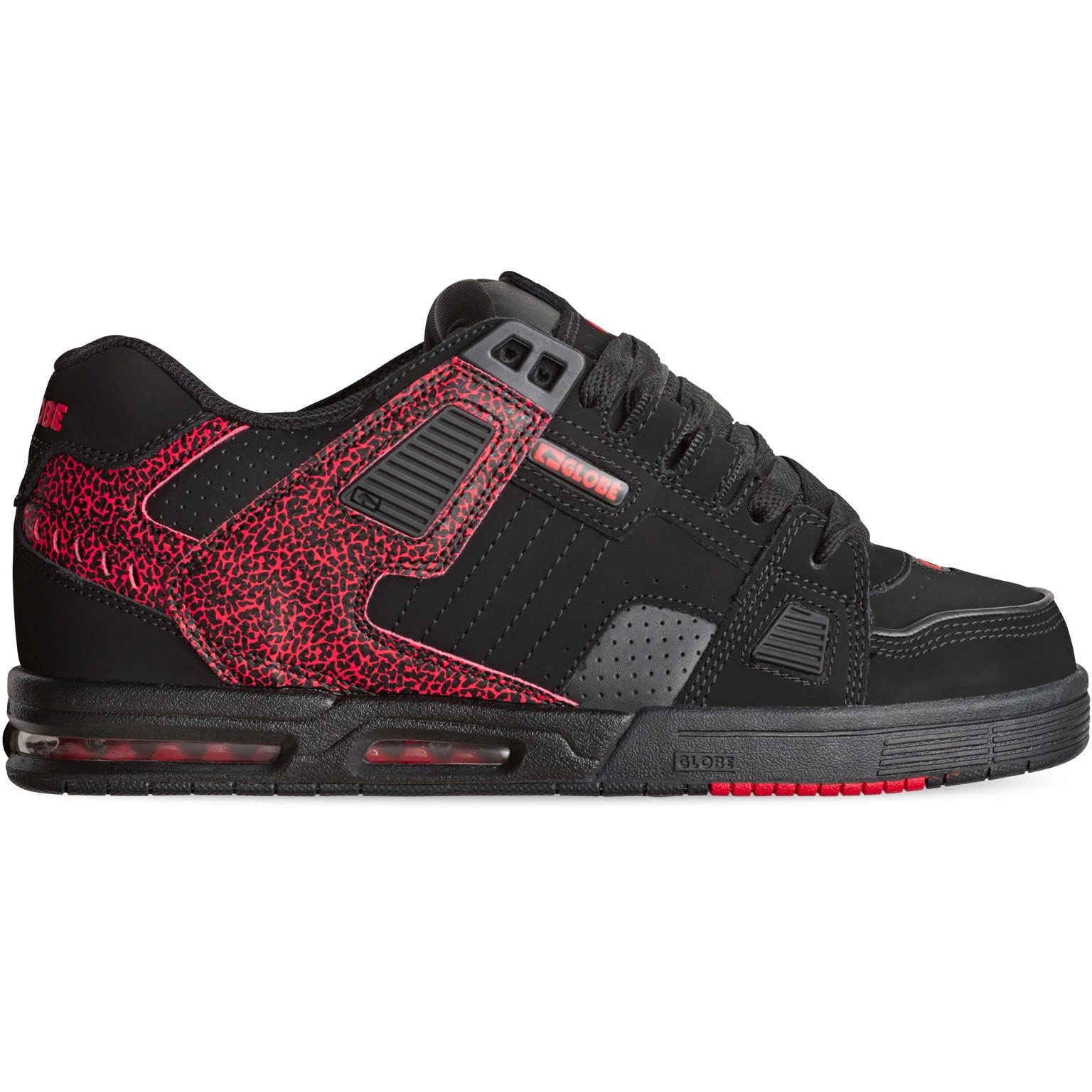Globe Sabre Skateboard Shoes, Black Red Stipple, 13 AU