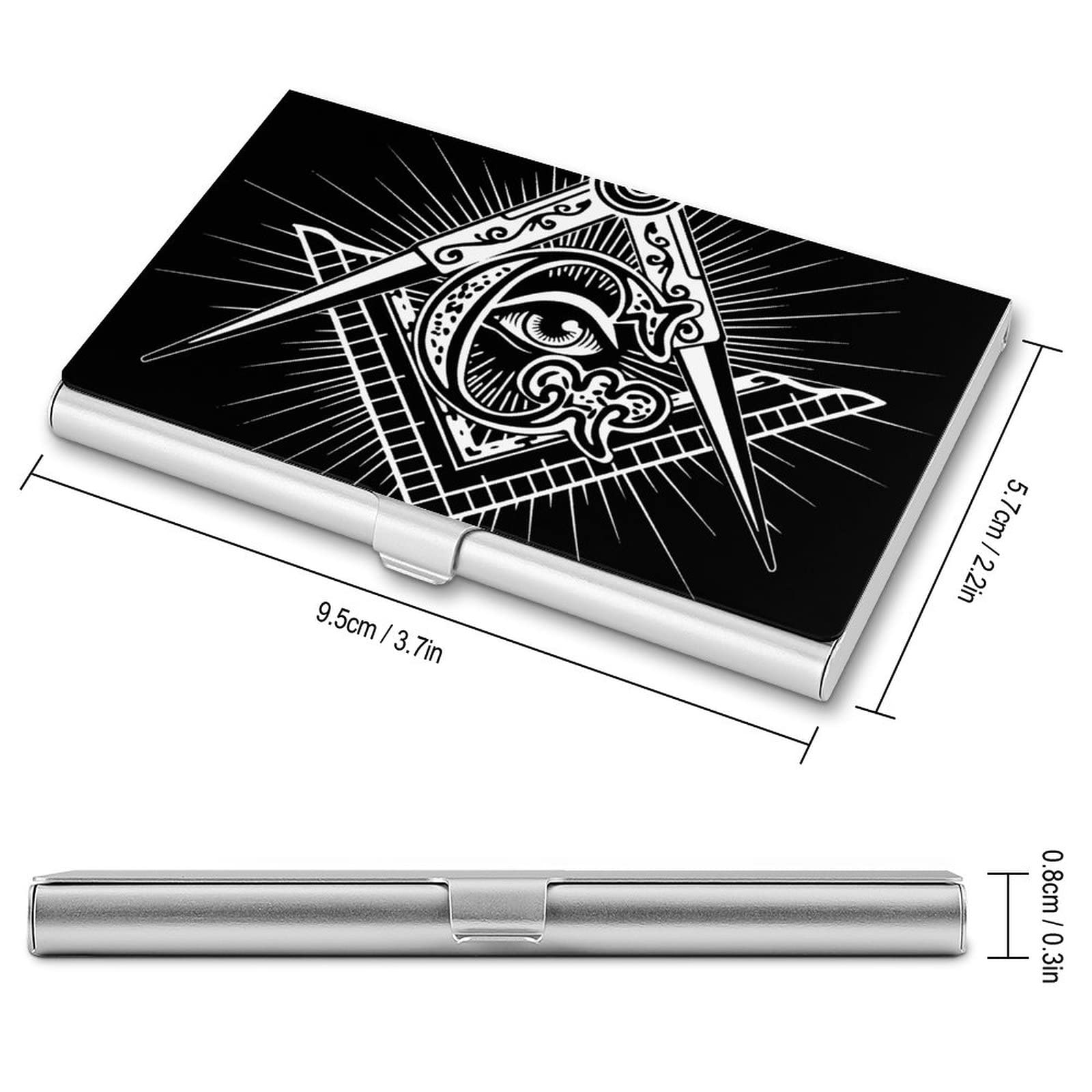 Freemasonry Masonic Masonry Business Card Holder for Men Women Pocket Name Card Case Slim Metal ID Wallet