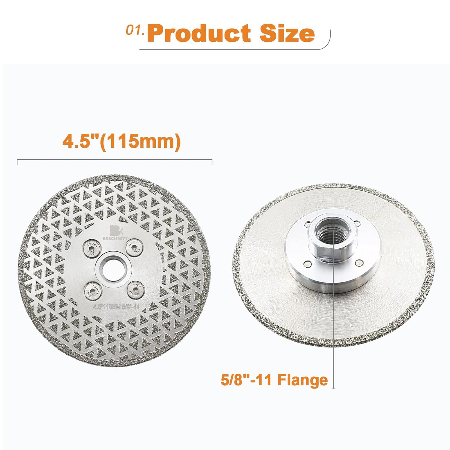 Electroplated Diamond Cutting Grinding Disc,BRSCHNITT2pcs 4-1/2 Inch 115mm for Granite Marble Single Side Coated Diamond Grinding Wheel with 5/8-11 Flange Angle Grinder Saw Blade