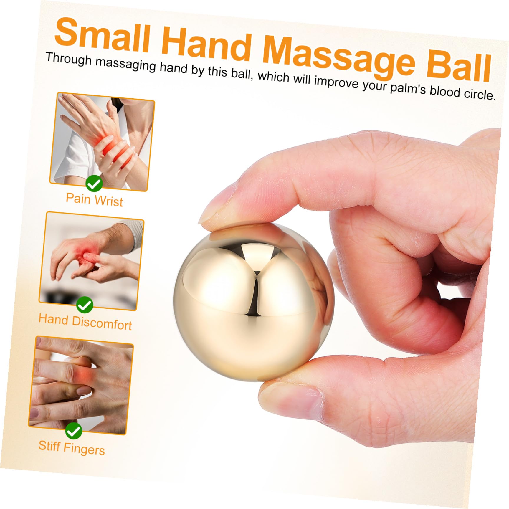 Handmassage und Übungsbälle aus Metall 1.5 Zoll Glatte Messingkugeln 2 Stück für Rehabilitation und Faszienmassage bei Erwachsenen