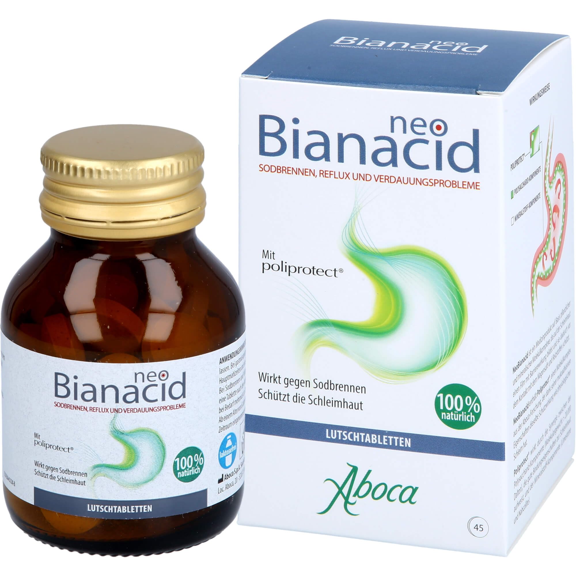 NeoBianacid Comprimés – Pour le reflux, l'acide gastrique, les brûlures d'estomac et les douleurs d'estomac – Produit médical naturel de Aboca