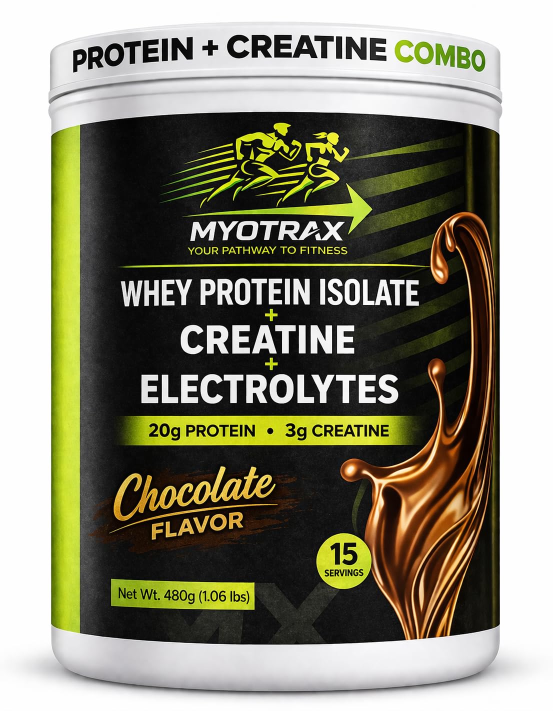 Protein and Creatine Powder Combo: Whey Protein Isolate Protein Powder with Creatine & Electrolytes – 20g Protein, 3g Creatine Monohydrate – Sugar Free, Keto Friendly – Chocolate – 15 Servings