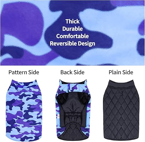 Miniatura 2 de CuteBone Abrigo de invierno para perro abrigo para clima frío chaqueta para perro chaleco reversible forro grueso acolchado para mascotas ropa para