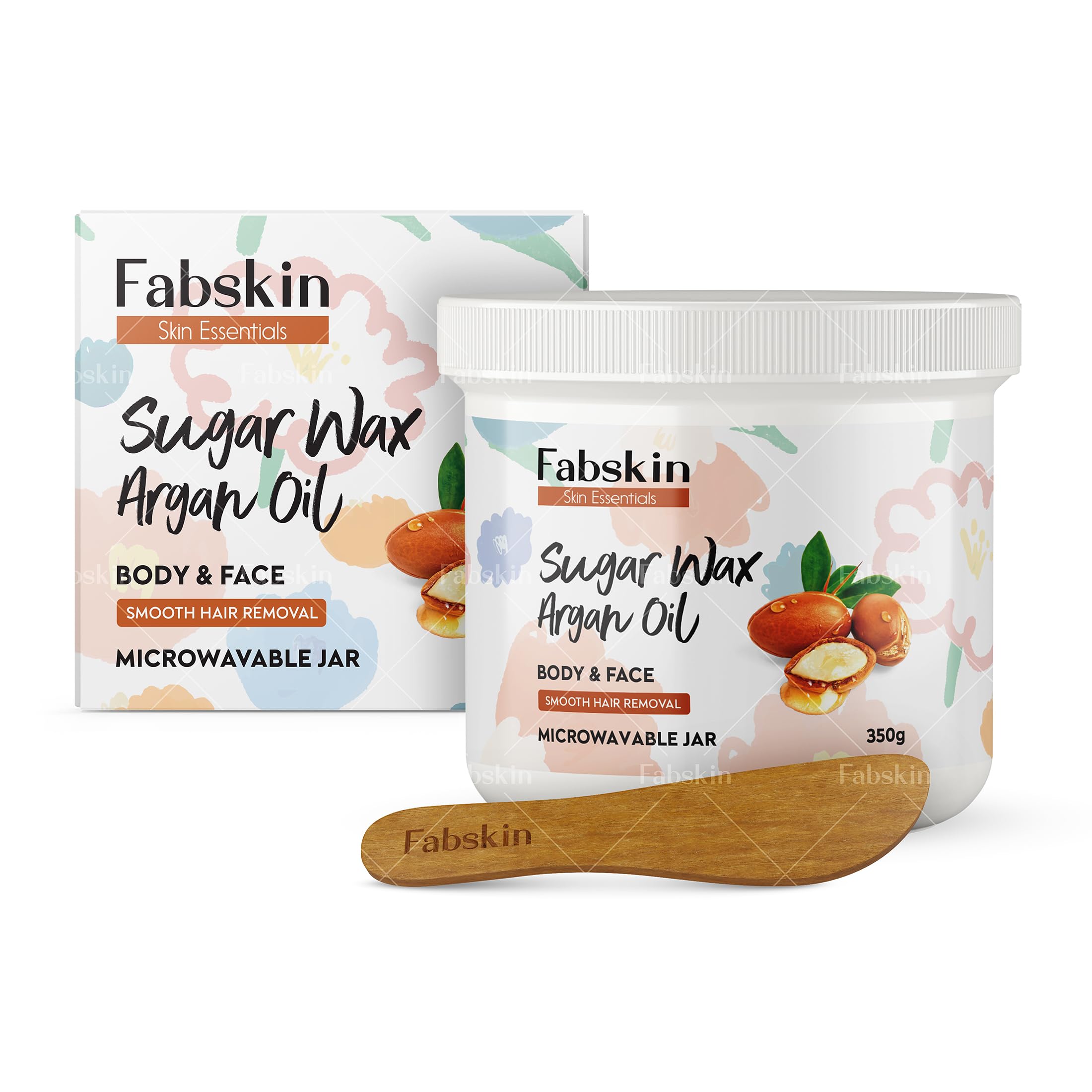 Fabskin Sugar Wax Argan Oil 350gm | With Wooden Applicator Spatula | Full Body Smooth Hair Removal Wax For Women | Microwavable Jar-image-7