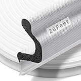 26 Feet Long Reach Door Weather Stripping Door Seal Strip, New Upgraded V-Shaped Replacement Kerf Weather Stripping for Door Frame Door Insulation, Easy Cut to Size(White)