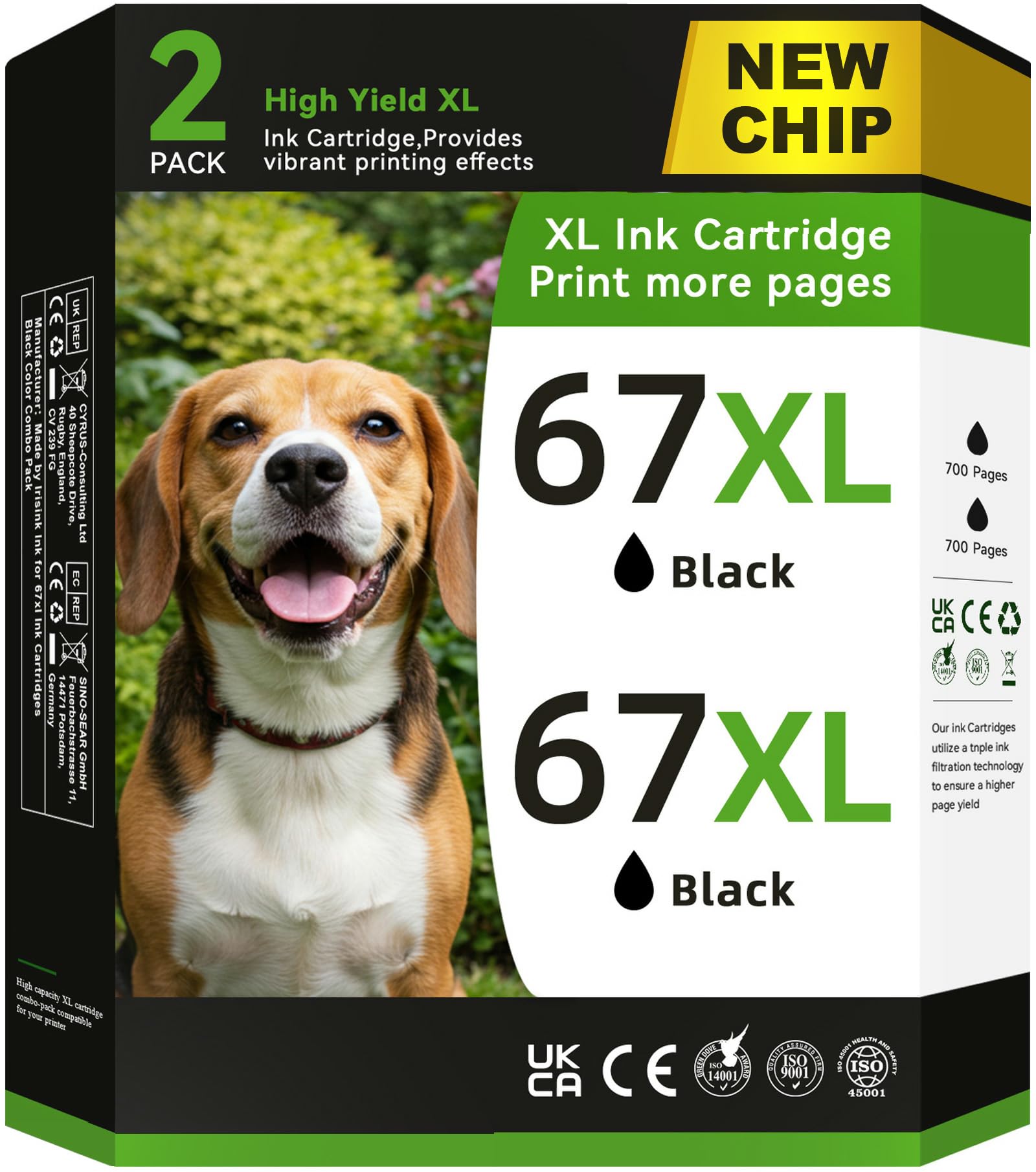 67XL Black Ink Cartridge Compatible for HP Ink 67 Black for HP 67 Black Ink Cartridges Printer Ink 67 Fit for DeskJet 2700 2700e 2755e 2855e 4155e 4255e 4100e for Envy 6000 6055e 6400 6455e (2-Pack)