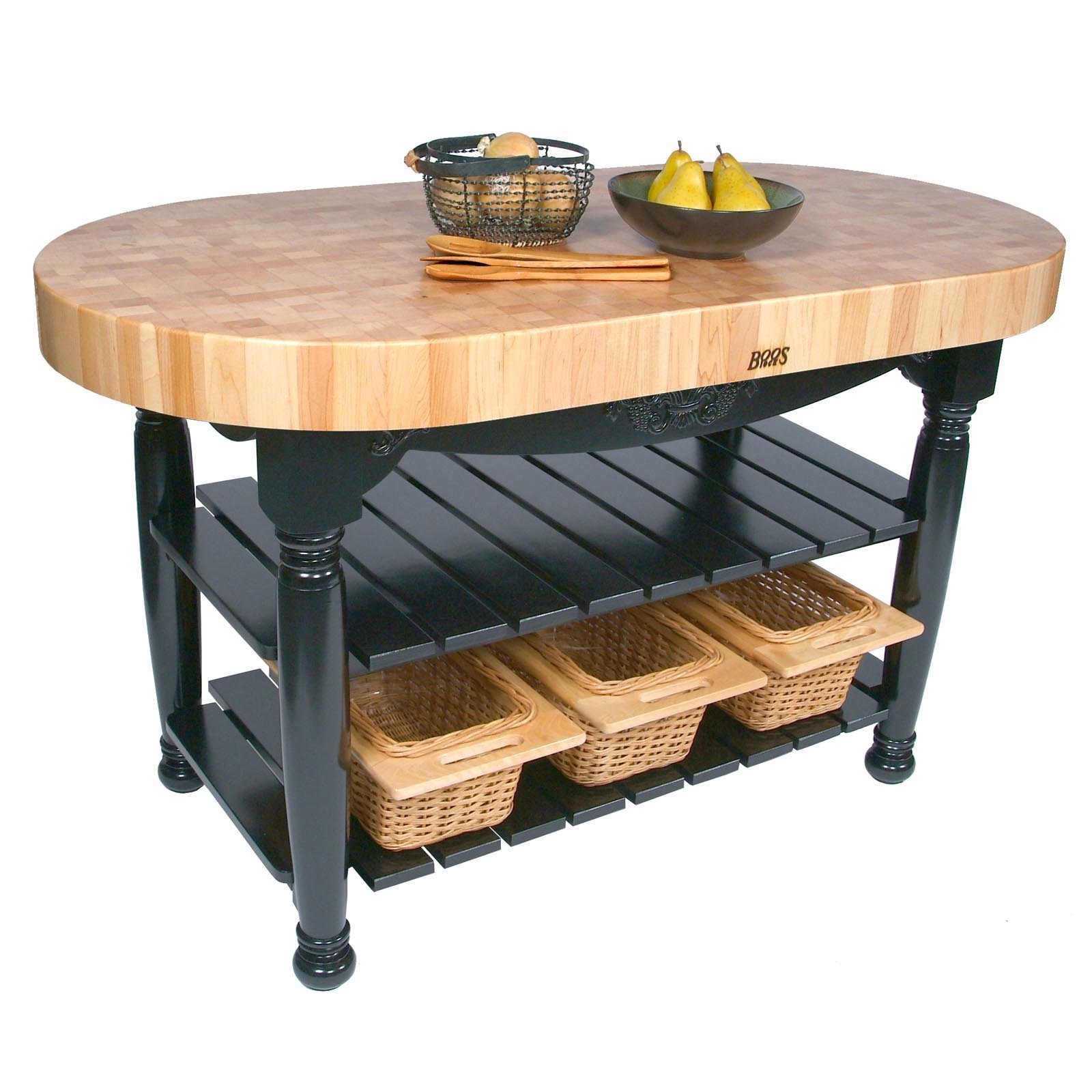 Amazon.com: John Boos American Heritage Harvest Kitchen Island with Butcher  Block Top Base Finish: Natural Maple : Home & Kitchen